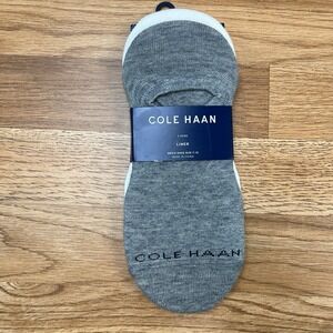 Cole Haan 2 Pairs Liner Socks Men's Shoe Size 7-12 Grey/White NEW